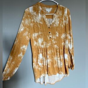 Wonderly Women's Long Sleeve V-Neck Tie-Dye Top Size M